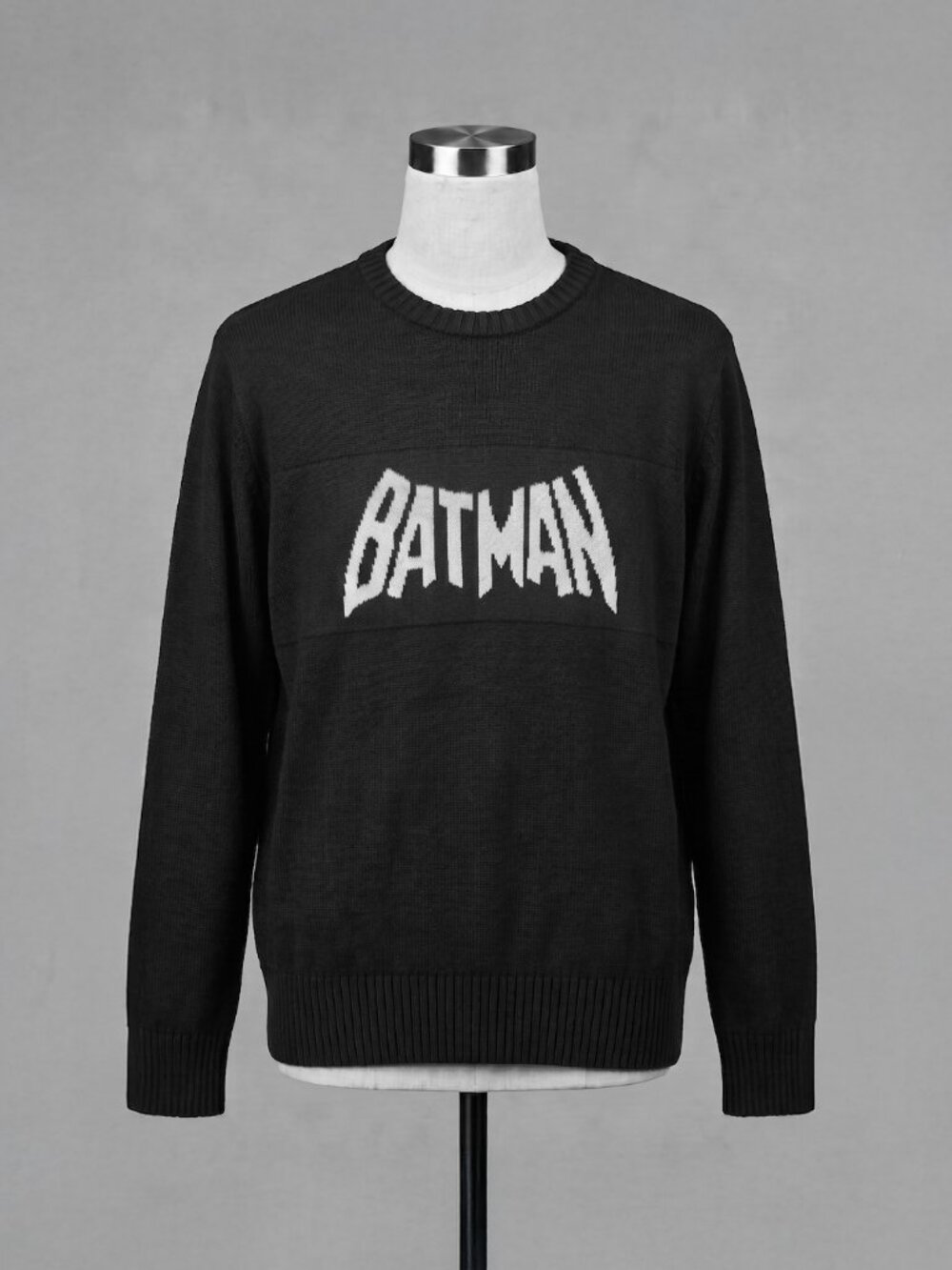 Batman Knit Sweater Men's Medium Black Crewneck Pullover